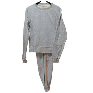 Faherty Women S Waffle Knit Gray Sweatshirt Jogger Lounge Casual Cozy Athleisure